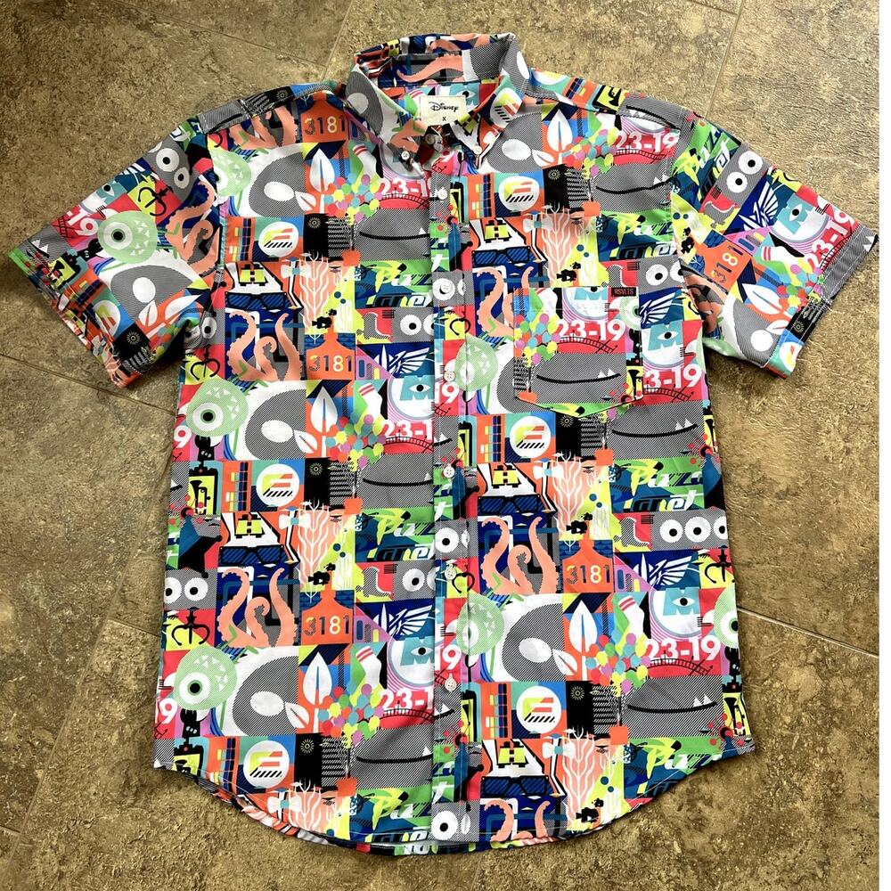 Disney RSVLTS Pixar Far Out Mashup Shirt Kunuflex Monsters Inc Toy Story Men's L